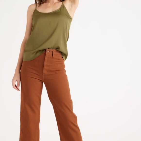 🏵️NWT - QUINCE ORGANIC STRETCH COTTON TWILL WIDE-LED CROP PANTS🏵️ - Picture 5 of 15